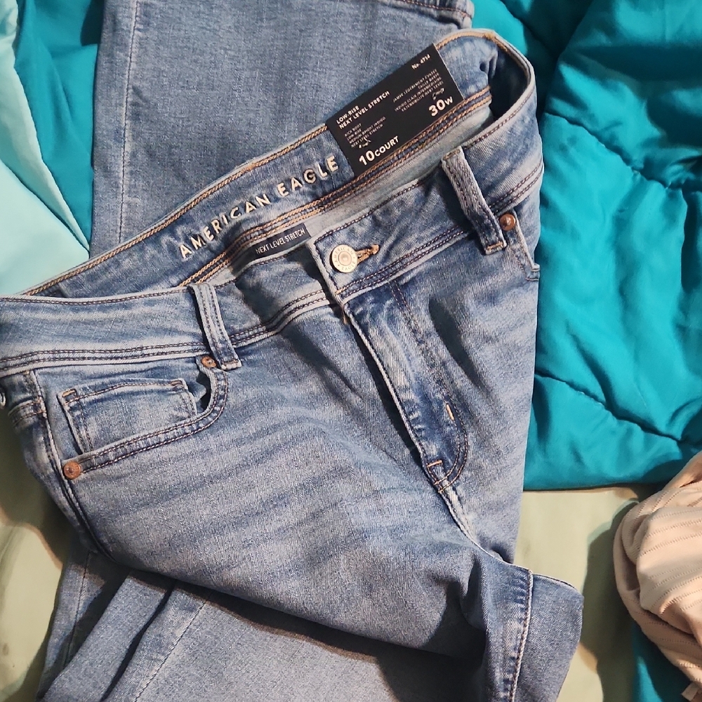American Eagle Outfitters Women's Light Blue Stretchy Jeans